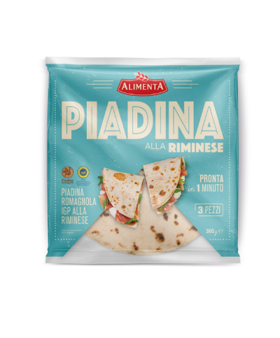 1 - ALIMENTA Piadina Romagnola g.g.A. 3 x 120 g - RLZ 5 Wochen - 1 Minute Backzeit