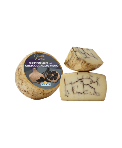 1 - BUSTI Pecorino mit Creme aus schwarzem Knoblauch 2,5 kg - RLZ 3 Monate - 2 Monate gereift