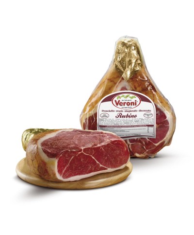 1 - VERONI Prosciutto Crudo pressato Rubino - 1/1 pezzo, circa 6 kg - disossato, senza cotenna e gambetto - stagionato 10 mesi -