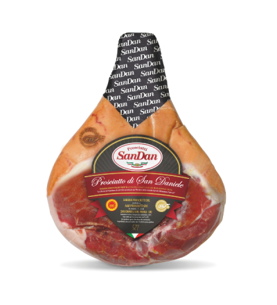 SAN DAN PROSCIUTTI Prosciutto crudo San Daniele DOP pressato disossato 8 kg - TMC 3 mesi - stagionato 18 mesi