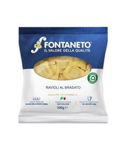 2 - FONTANETO Raviolis farcis au boeuf braisé 4 x (90~ x 5,5 g  500 g)  2kg DLC 3 semaines - 5/6 min. de cuisson