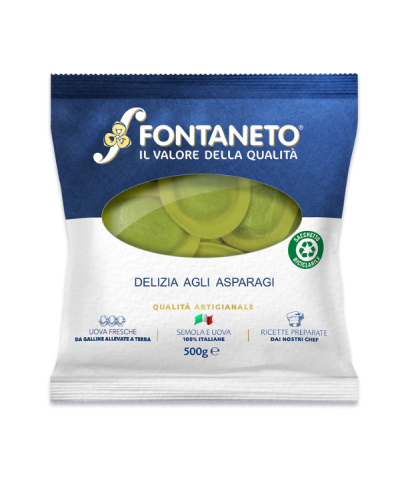 2 - FONTANETO Ravioli Delizia ripieno asparagi 4 x 500 g (21~ x 23 g  500 g) TMC 3 settimane - 5/6 minuti di cottura