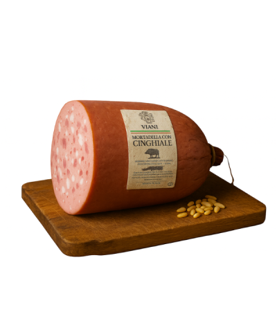 1 - SALUMIFICIO VIANI Mortadella con cinghiale e pinoli - 1/2 pezzo, circa 4,5 kg - TMC 5 settimane - SV