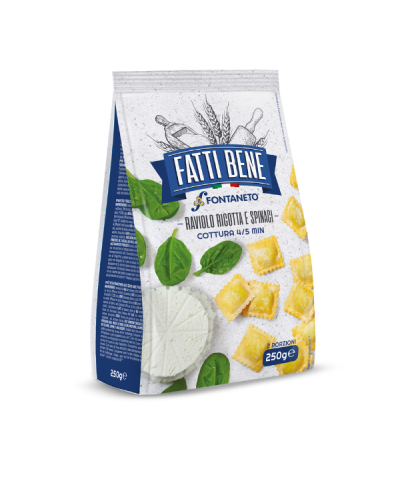1 - FATTI BENE Ravioli Ricotta- und Spinatfüllung 250 g (50~ x 5 g  250 g) - RLZ 3 Wochen - 4 Min. Kochzeit