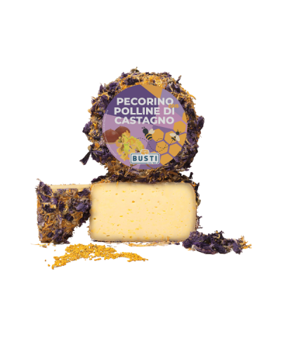 1 - BUSTI Pecorino mit Kastanienpollen 1 kg - RLZ 2 Monate - 3 Wochen gereift
